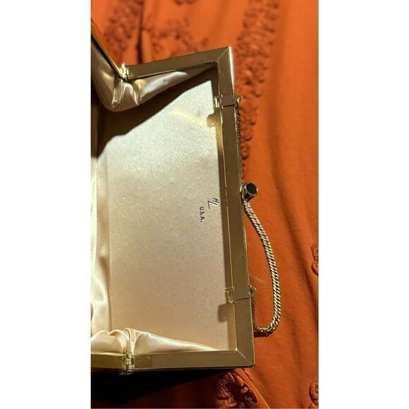 HL USA formal evening event black tie clutch hold chain black bow - Picture 12 of 15